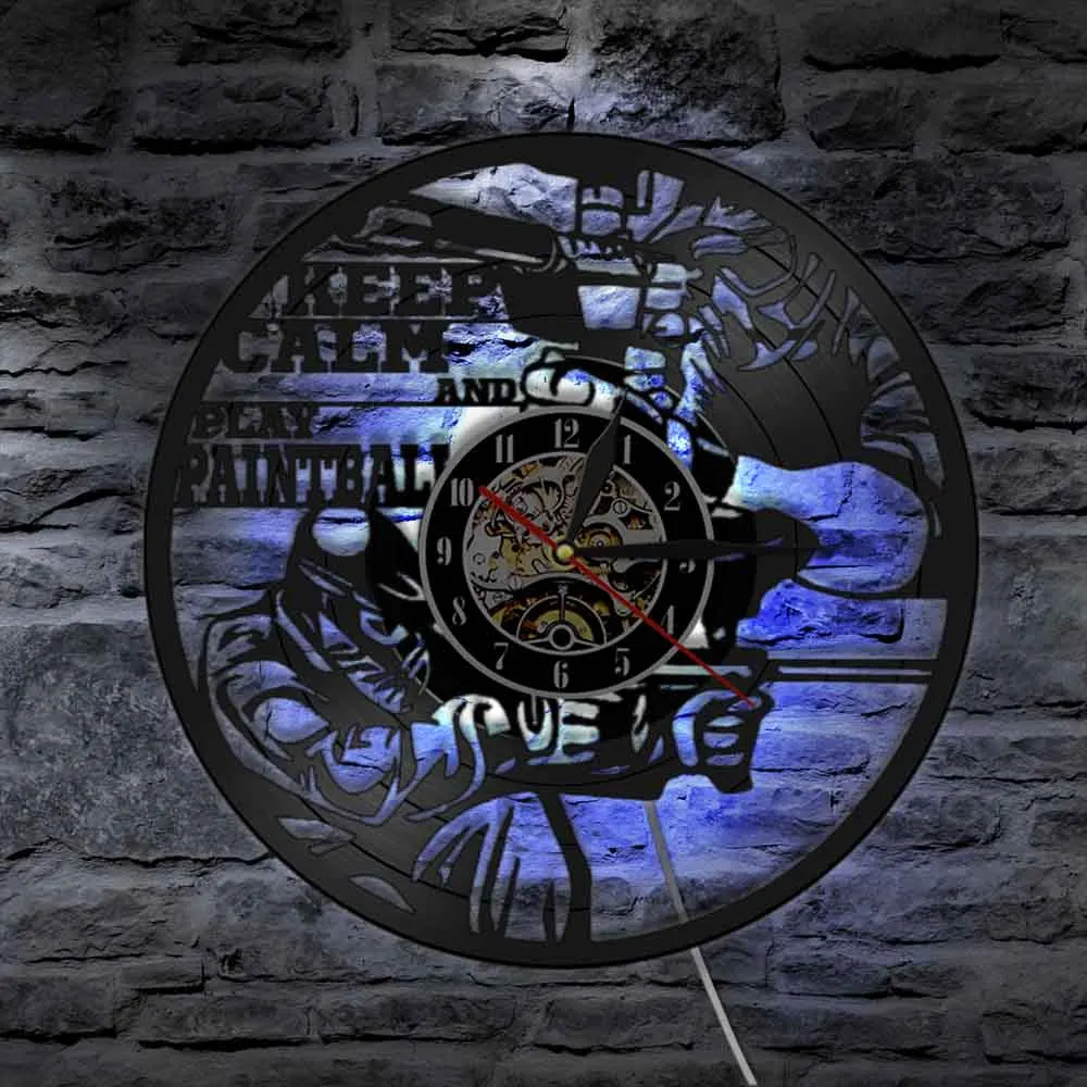 Mantieni La Calma E Gioca Paintball Paintball Citazione Motivazionale Decorazione Da Parete Orologio Da Parete In Vinile Orologio Da Parete Gioco Di S