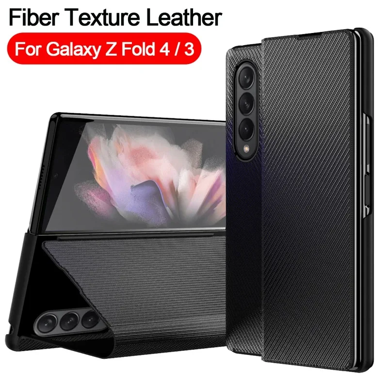 

Чехлы для Samsung Galaxy Z Fold 4 3 Женский чехол с текстурой волокна кожаный флип-держатель пластиковый чехол для Samsung Z Fold 4 3 Fold4 Fold3