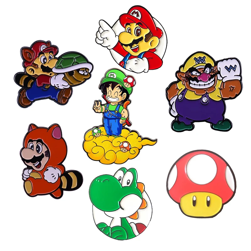 

Заколки для лацканов в стиле игры Марио, эмалированные заколки для рюкзака Гоку, Женская Брошь, милые значки Кирби, модные украшения, аксессуары, поклонники, подарок