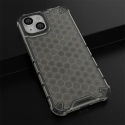 Honeycomb Shockproof Armor Phone Case with Translucent PC Cover - iPhone 12 (Black)