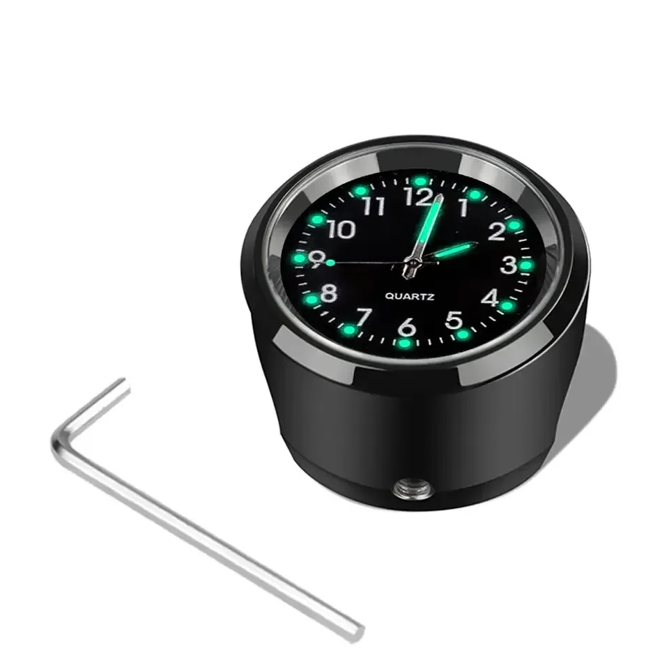Waterproof Luminous Dial Motorcycle Handlebar Clock - Aluminum Mount Timepiece