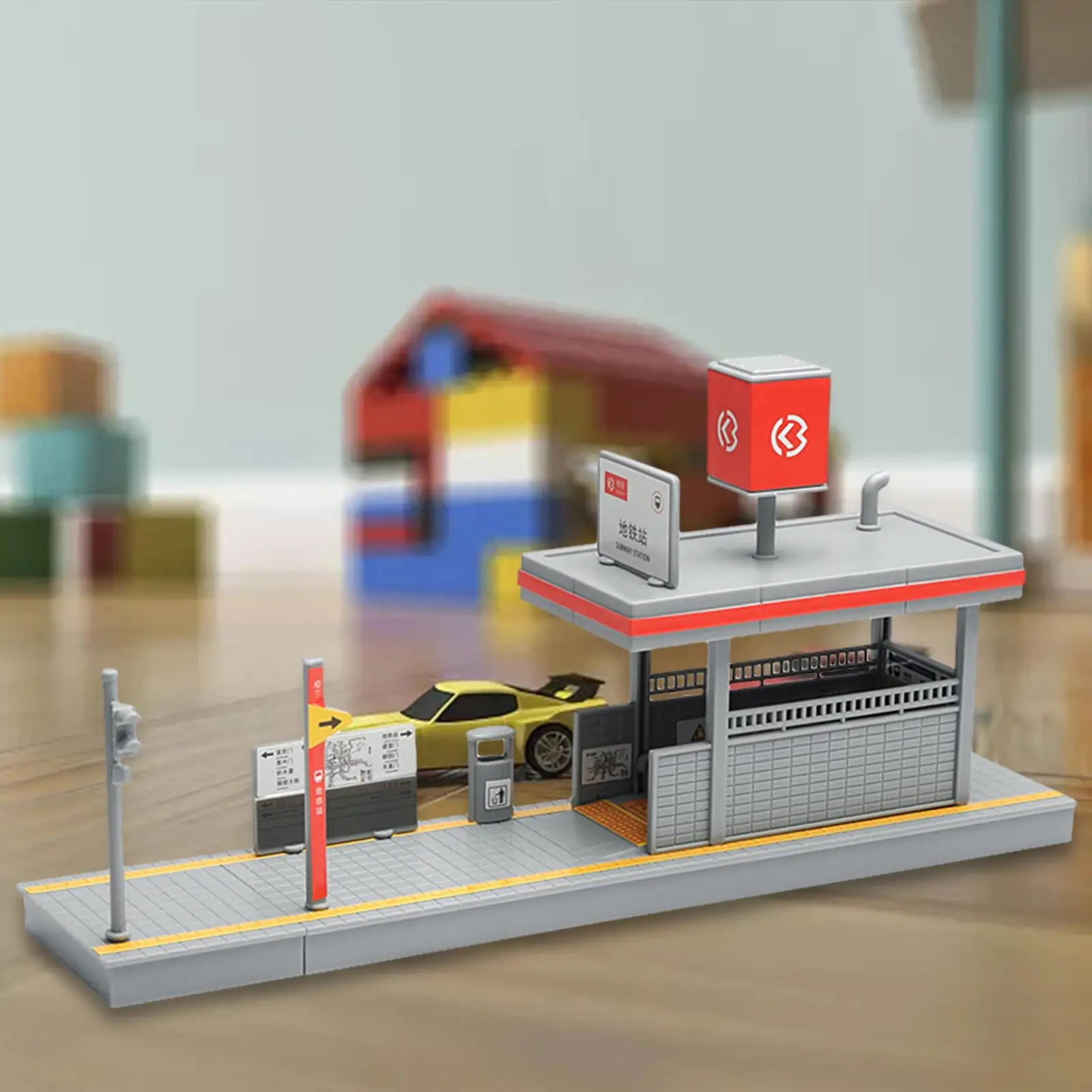 DIY 1:64 Metro Station Model Architecture Scene Building Kit for Diorama and Sand Table Layout Decor