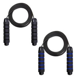 Adjustable Tangle - Free Speed Jump Rope with Foam Handles for Fitness and Home Workouts (Black and blue)