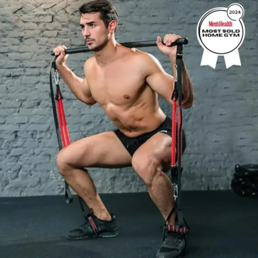 Complete Portable Full Body Home Gym Park Workout Set I Resistance Bands for Beginners to Elite Athletes I Pilates bar kit I Tra