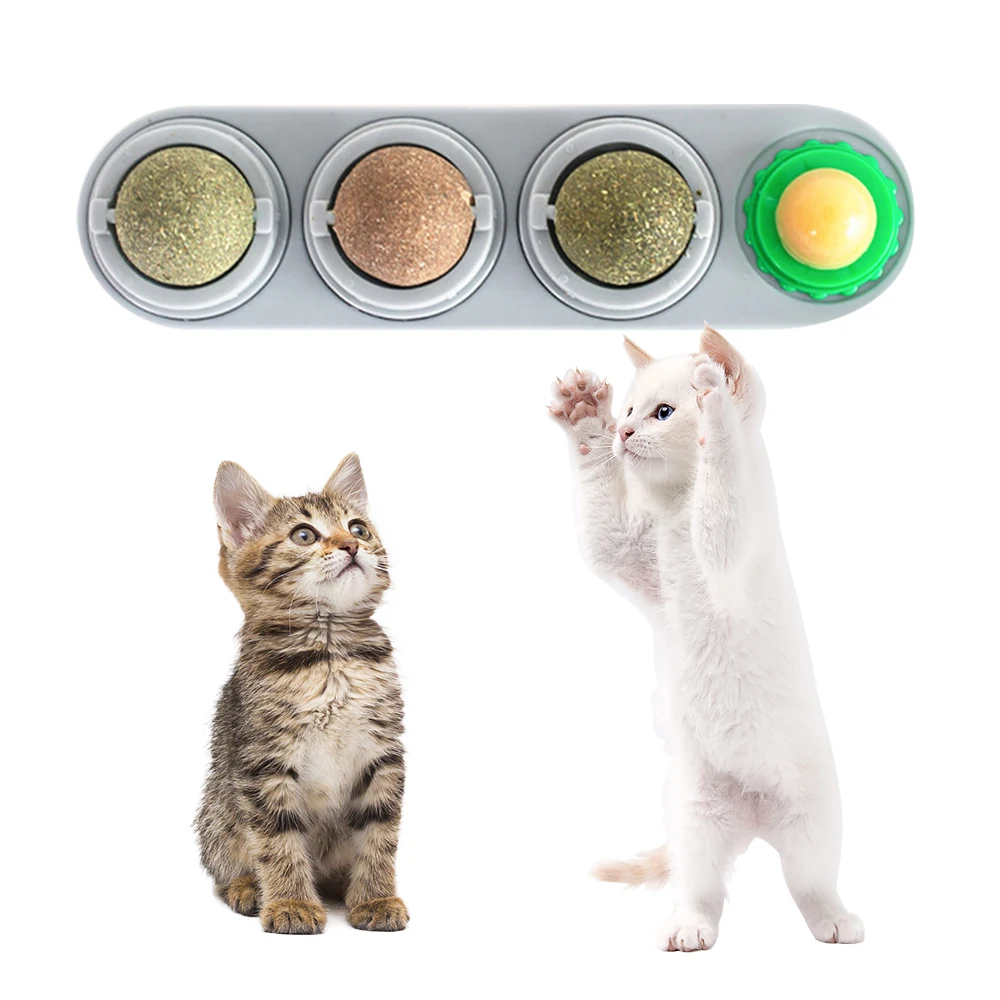 

Catnip Wall Ball Cat Toys Catnip Edible Licking Balls Snack Healthy Rotatable Treats Toys Kitten Supplies Teeth Cleaning