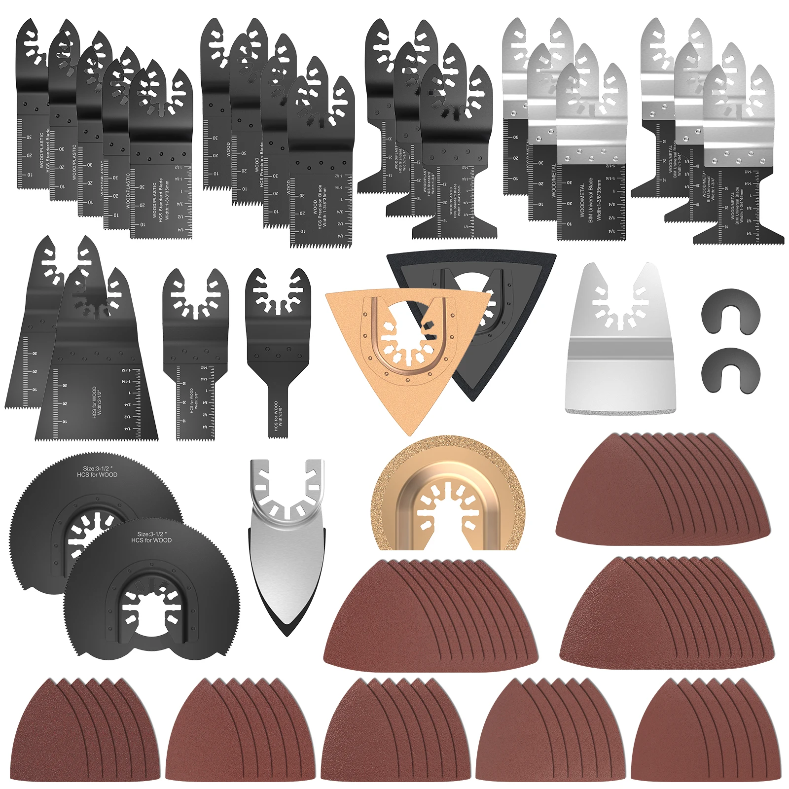 

91Pcs Multitool Blades HCS Oscillating Saw Blades Quick Release Blades Fast Cutting Saw Blades for Wood Plastic Metal Cutting