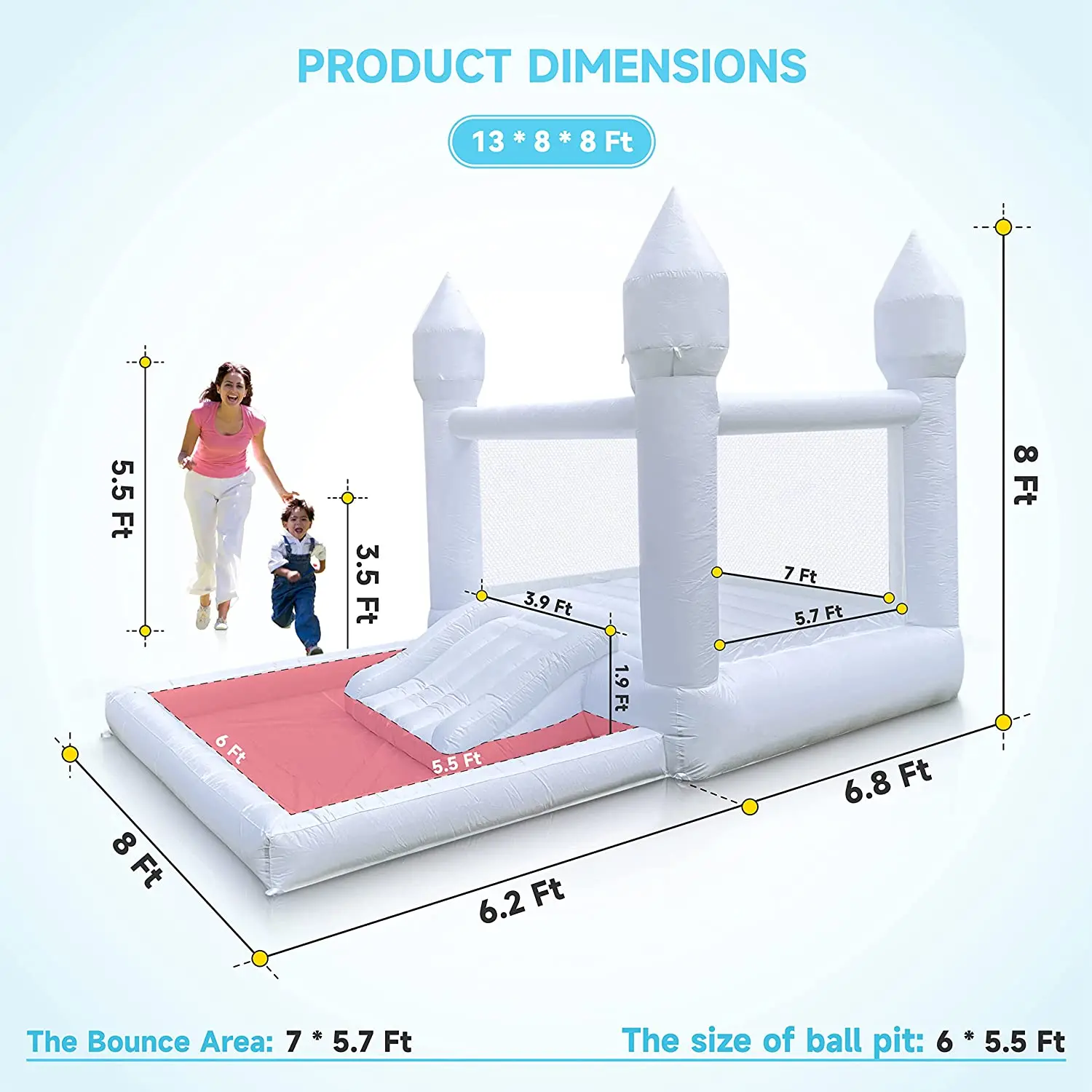 4M Birthday Wedding Party Inflatable White Bounce House With Ball Pit and Slide Bouncer House Commercial Jumping Castle for Kids