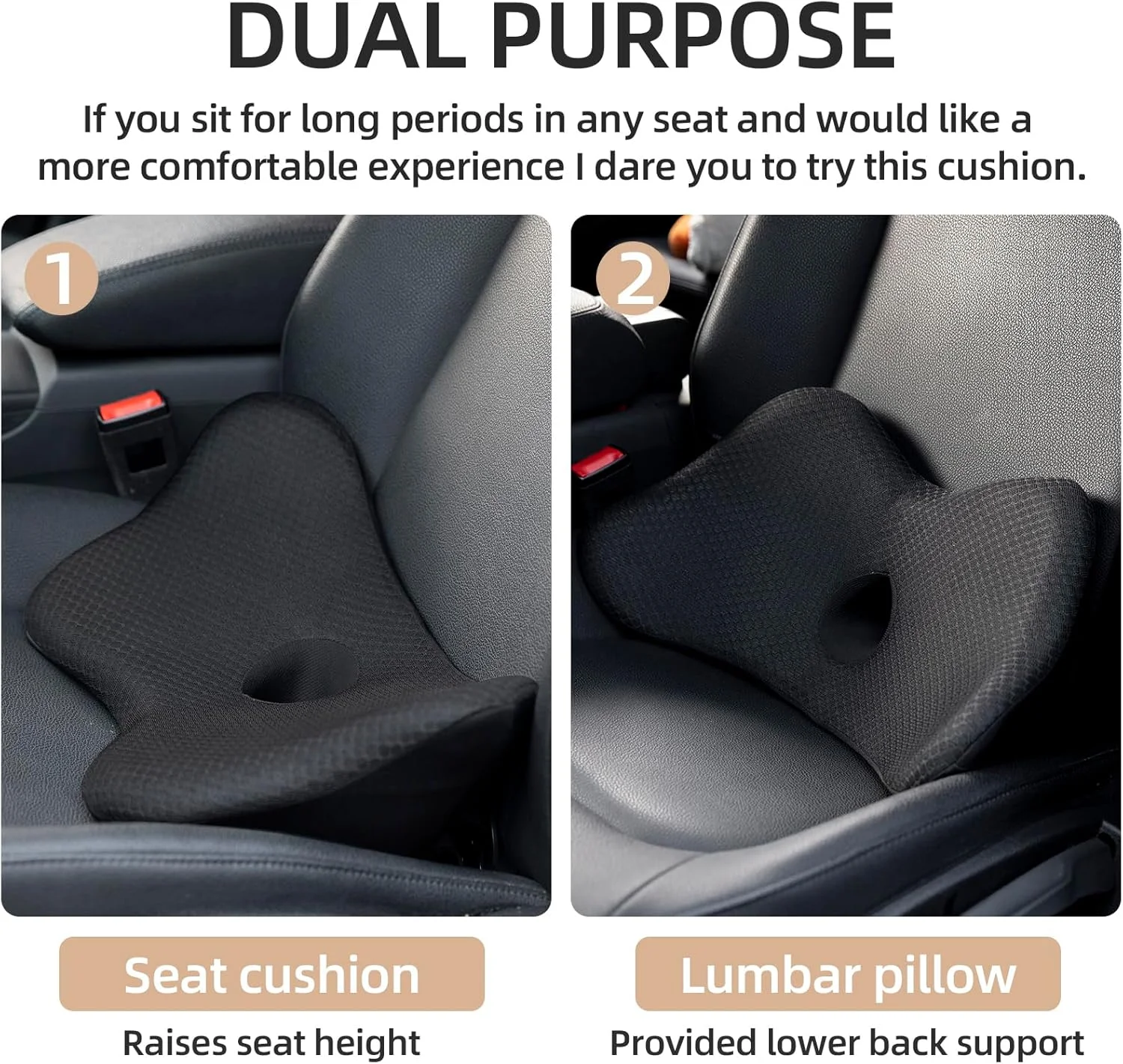 Lumbar Support Pillow Memory Foam Car Seat Waist Cushion Relieve Back Pain Soft and Comfortable For Office Home Car
