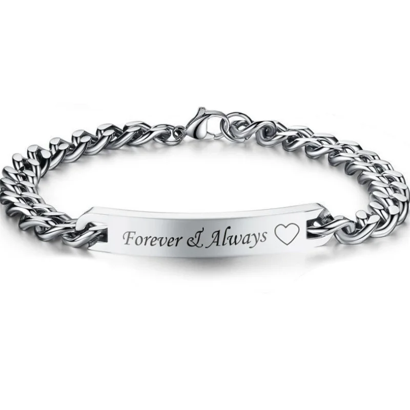 Фото Мужские браслеты из нержавеющей стали с гравировкой «Always Forever» №5