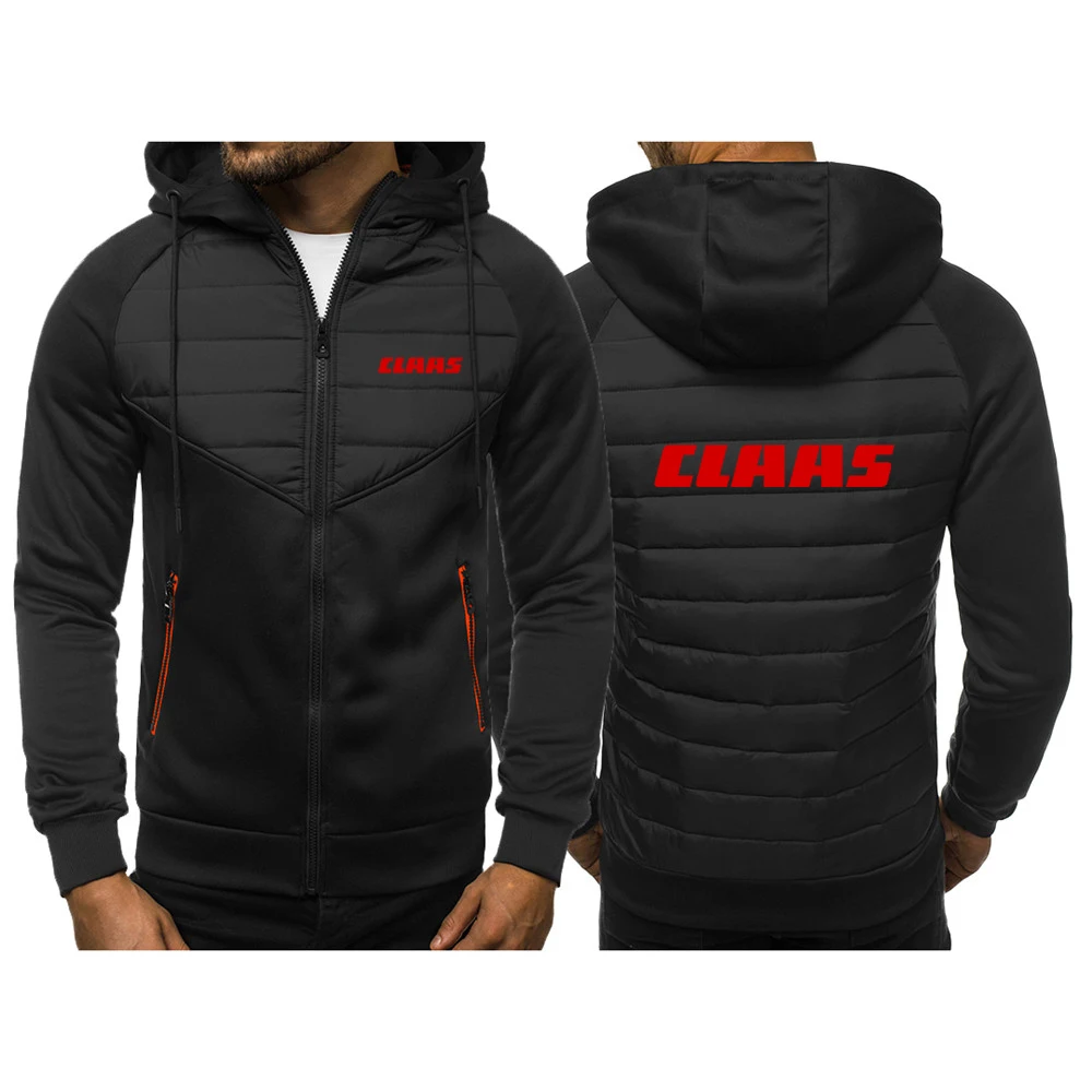 2023 New Men'S Claas Printing Fashion Hoody Spliced Zipper Jackets Hoodies Casual Hooded Fleece Streetwear Clothes Harajuku Coat