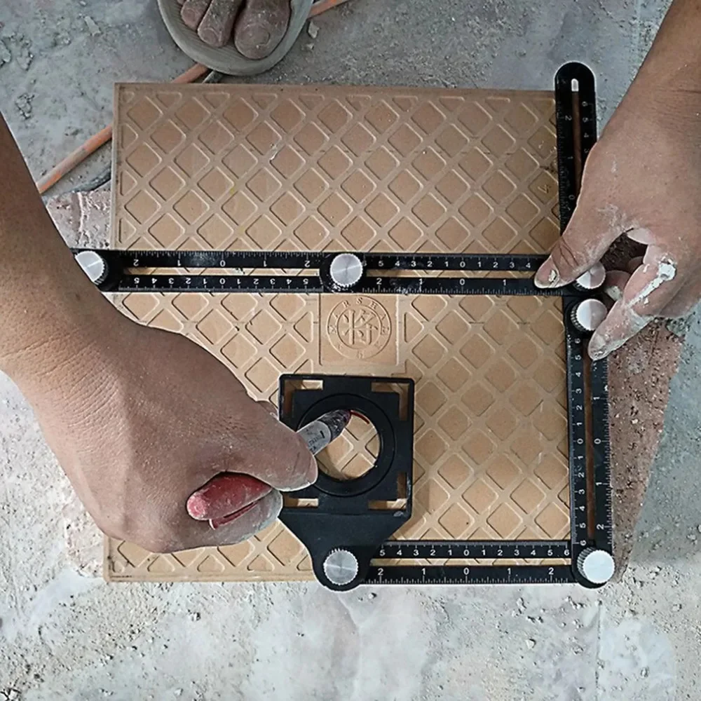 1PC Construction Tools Multi Angle Measuring Ruler Aluminum Folding Positioning Ruler Professional DIY Wood Tile Flooring Punch measuring ruler