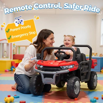 12 Volt Ride on Toys, Electric Truck for Toddler, Holiday Gift with Dump Bed, Remote Control, Music,Shovel 3