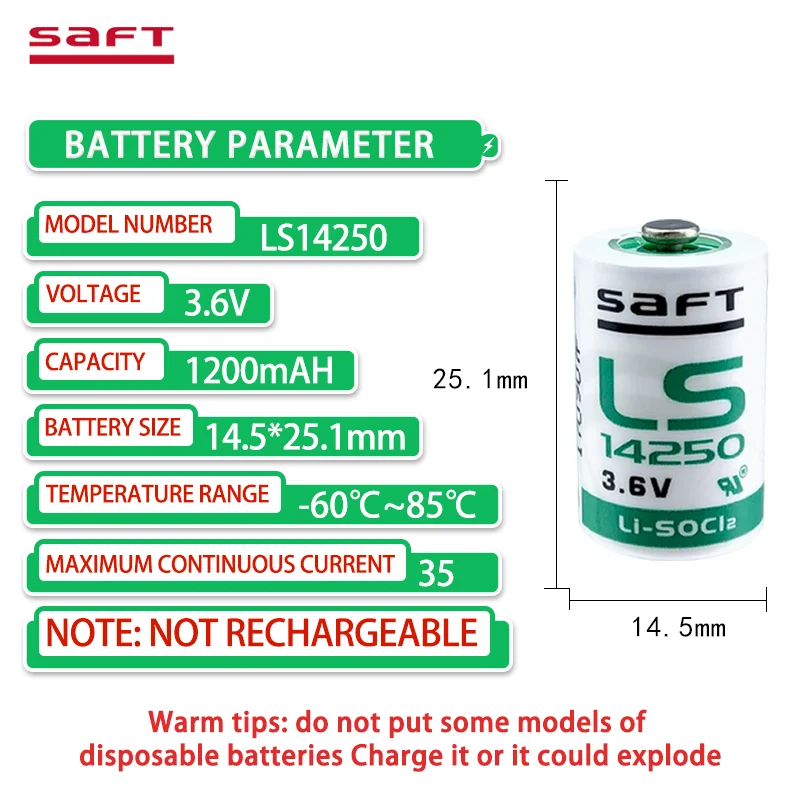 Batterie Lithium-ion Rechargeable 14250, 3.7, 280 V, 1/2 Mah, Er14250  Ls14250 - Batteries Rechargeables - AliExpress