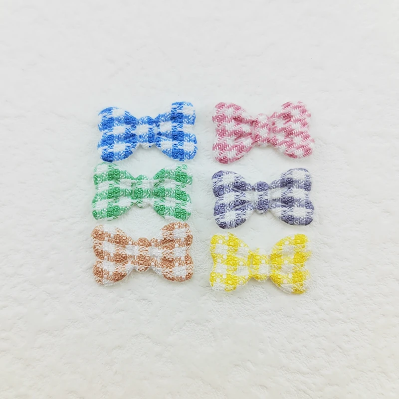 100Pcs 2X 1,2 CM Gingham Bowknot Applique Padded Patches Für Kleidung Hut Handwerk Nähen Liefert DIY Headwear Haar Clips bogen Decor – Detail 8