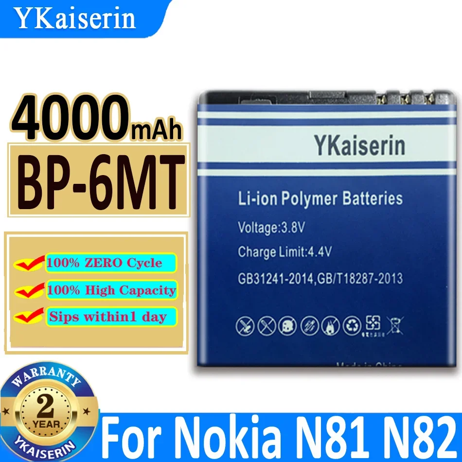 4000Mah Ykaiserin Batteria Bp-6Mt Per Nokia N81 N82 N81-8G E51 E51I 6720 6720C Bp 6Mt Bateria