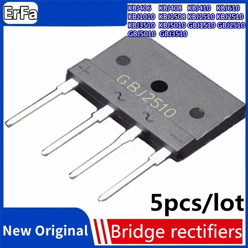 

2pcs Rectifiers KBJ406 KBJ408 KBJ410 KBJ610 KBJ1010 KBJ1508 KBJ1510 KBJ2510 KBJ3510 KBJ5010 GBJ1510 GBJ2510 GBJ3510 GBJ5010