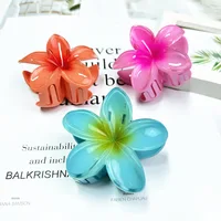 8CM BOHO Gradient Large Flower Acrylic Hair Clip For Women Sweet Hair Claws Crab Clamp Barrettes Hawaiian Headwear Accessories - Image 2