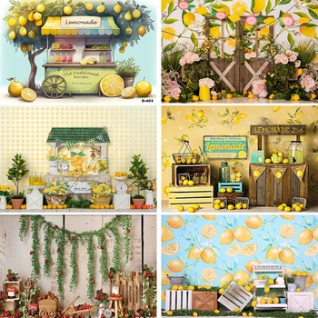 베이비 샤워 과일 배경 딸기 레몬 수박, 아기 1 세 생일, 여름 파티 사진 배경, 포토콜 소품