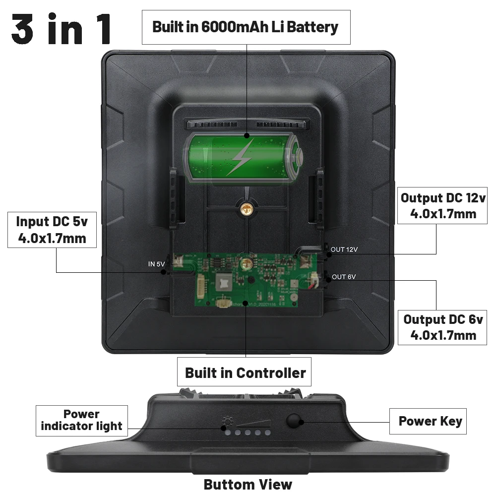 solar 5v 6v 12v bateria 6000mah embutida para camera trail 01