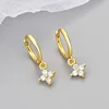 Boucles d'oreilles créoles trèfle en argent sterling 925 pour femmes et jeunes filles, élégantes et tendance, idéales pour mariage, fête, accessoires de bijoux, cadeaux