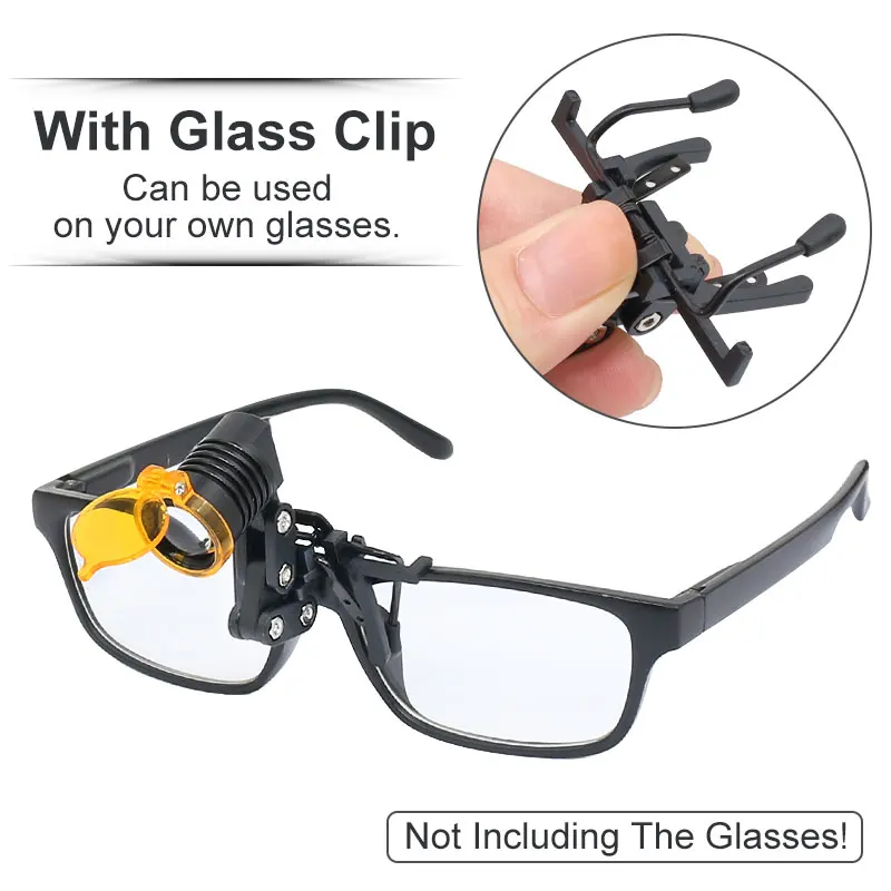 Head Flashlight For Dental Loupes Dentist with Yellow Filter Glasses Clip Rechargable Adjustable Brightness