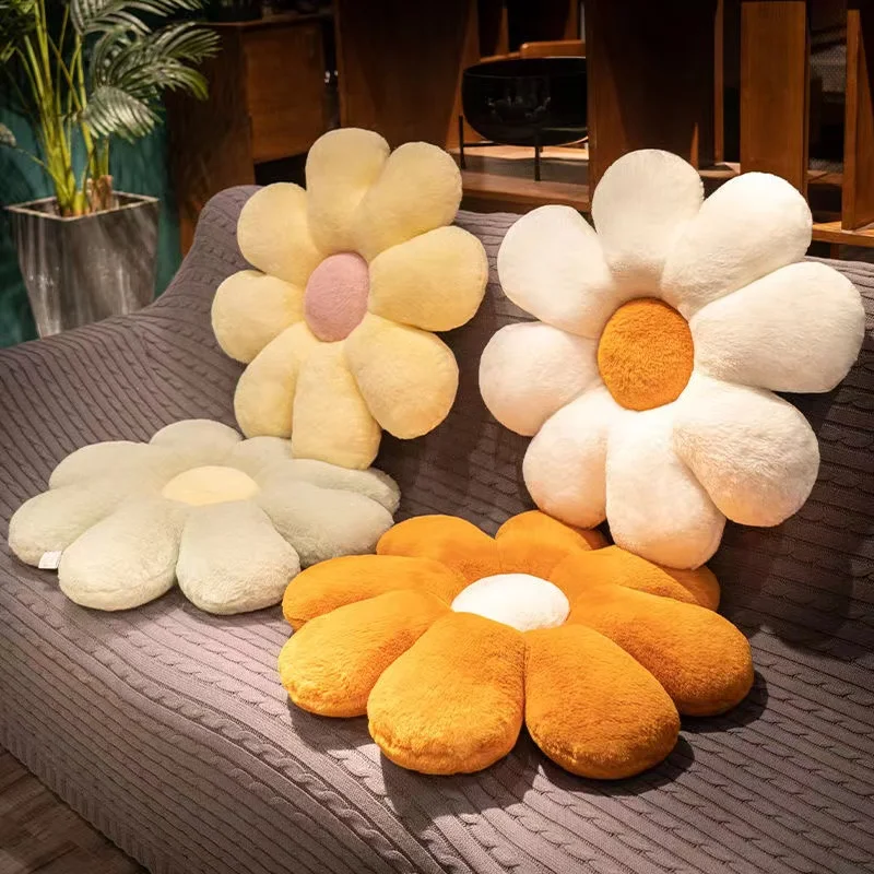 북유럽 꽃 쿠션 토끼 모피, 부드러운 바닥 플랫 크랩, 사무용품, 생일 선물, 45cm