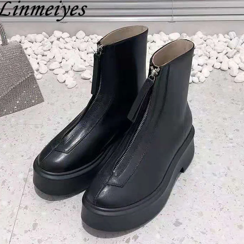 

Женские полусапожки из натуральной кожи, на плоской подошве