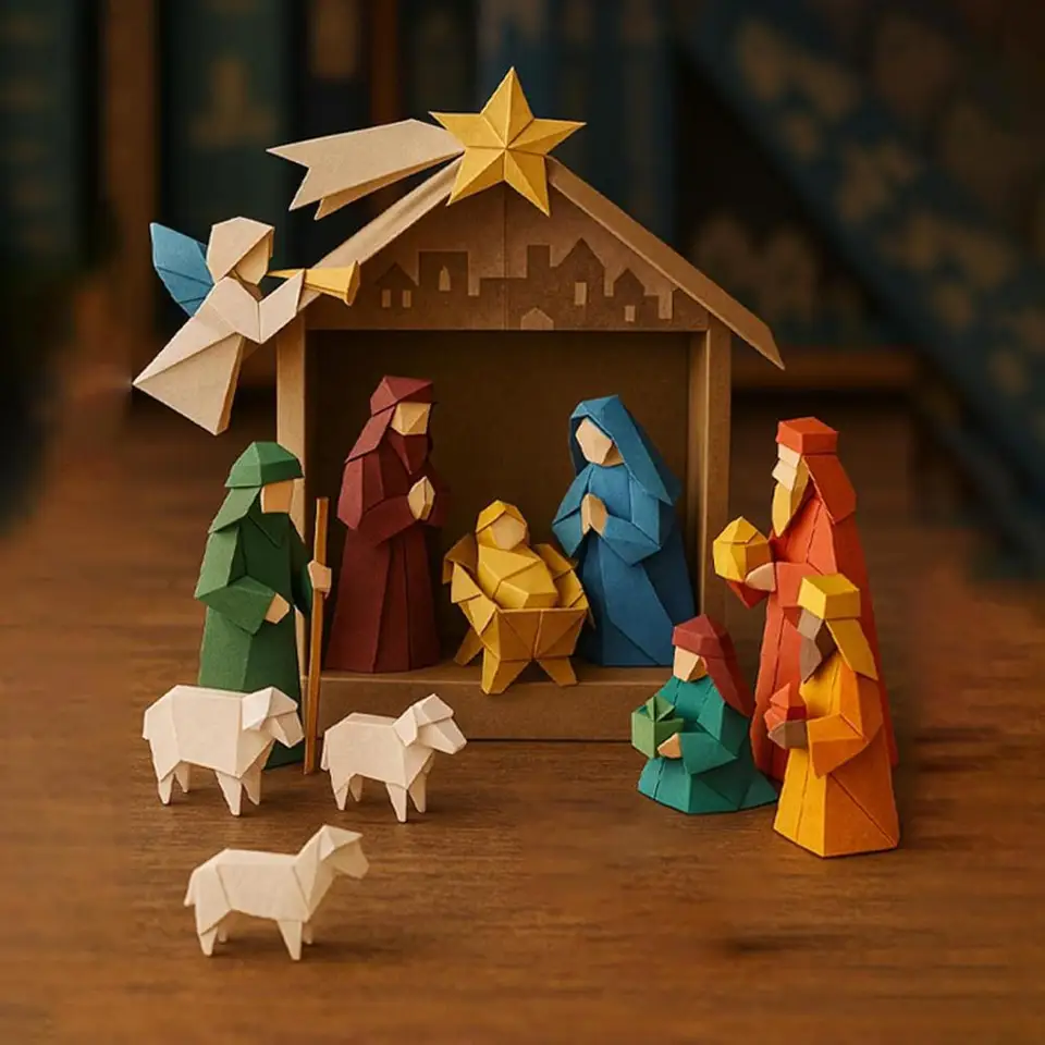 Wuvfojca DIY Paper Nativity Scene 18x12cm 3D Krippe Produktbild-Vorschau 7
