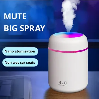 USB Cool Mist Sprayer Portable 300ml Electric Air Humidifier Aroma Oil Diffuser with Colorful Night Light for Home Car 1