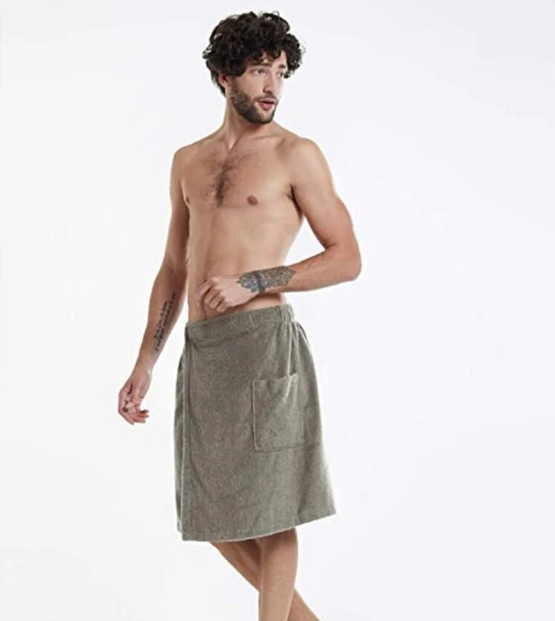 Asciugamano da bagno indossabile da uomo con tasca per spiaggia_voghion.com