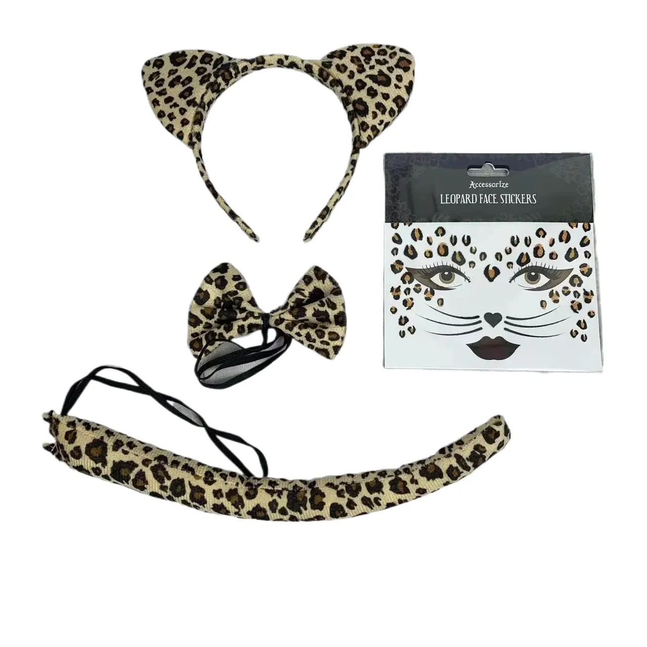 Sexy Leopard Ear Headband Costume Set Role Playing Accessories Makeup Party Ball Masks Stickers Tail Accessories Festival