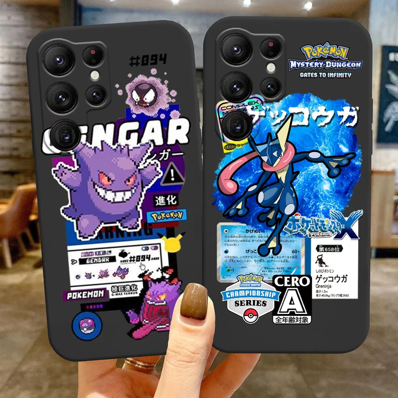 Pokemon Gengar Art Cartoon Per Samsung Galaxy S24 S23 S22 S21 S20 Fe S10 S10E Plus Ultra Pro Lite 5G Custodia Morbida Nera Per Telefono