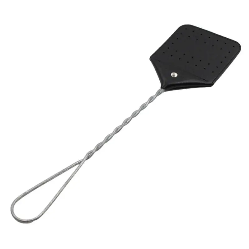 Fly Swatter Heavy Duty Manual Leather Fly Swatter Hanging Flyswatter With Durable Long Wire Handle For Indoor Outdoor Use 17