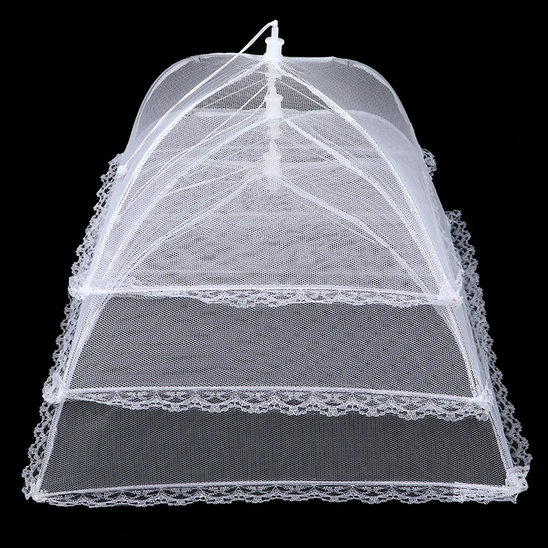 1PCS White Pop-Up Mesh Food Cover Foldable Anti Fly Mosquito Tent Dome Net Umbrella Picnic Protect Dish Cover