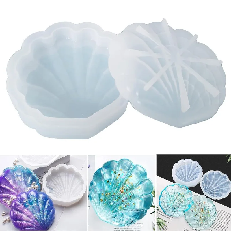 

Seashell Storage Box Silicone Mould Storage 3D Shell Box Jewelry Storage Box Epoxy Molds for Resin Crafts Home Decoration Gifts