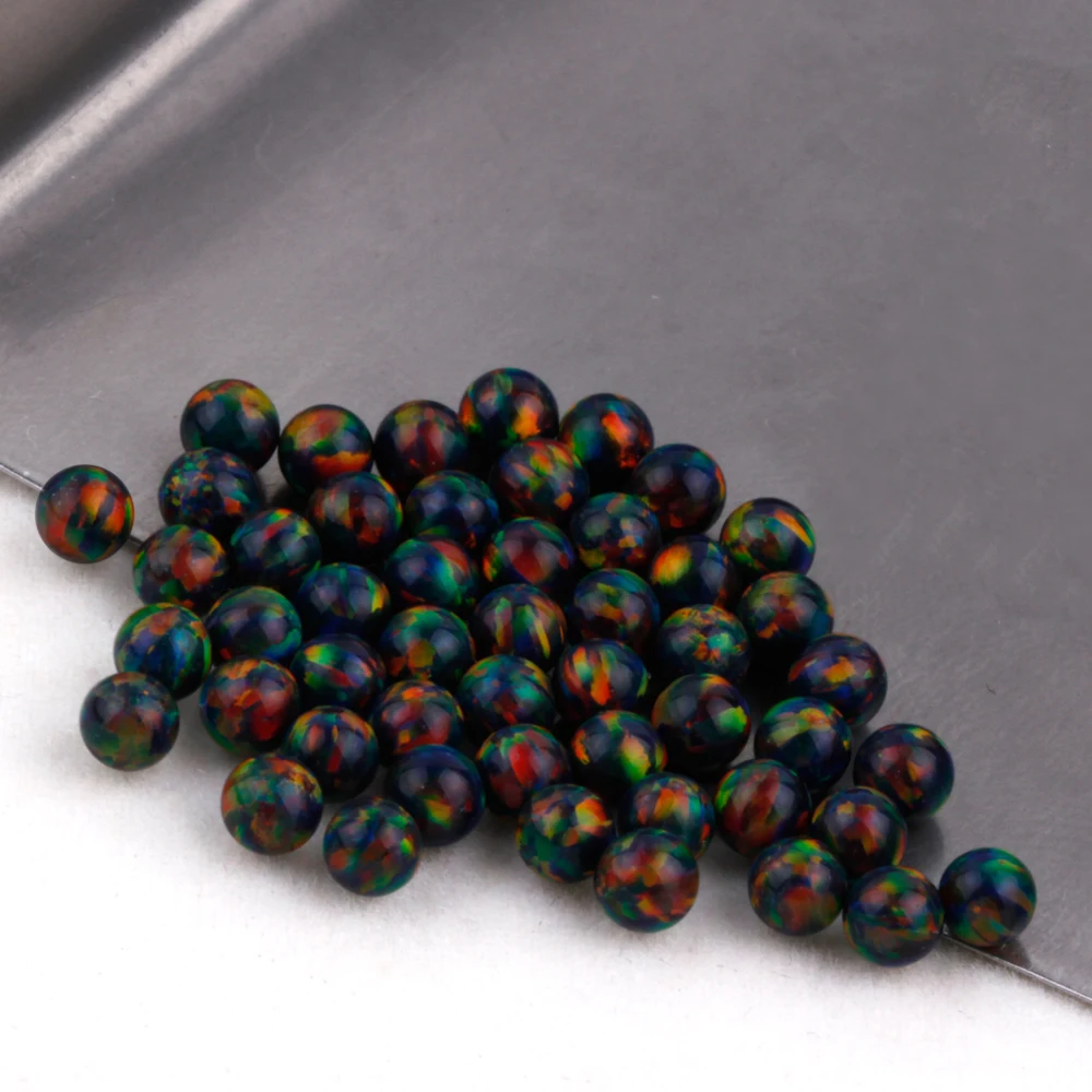 AAA+ Quality Black Opal, Natural Fire Opal Smooth Round Sphere Ball Beads,  8mm, 15pc