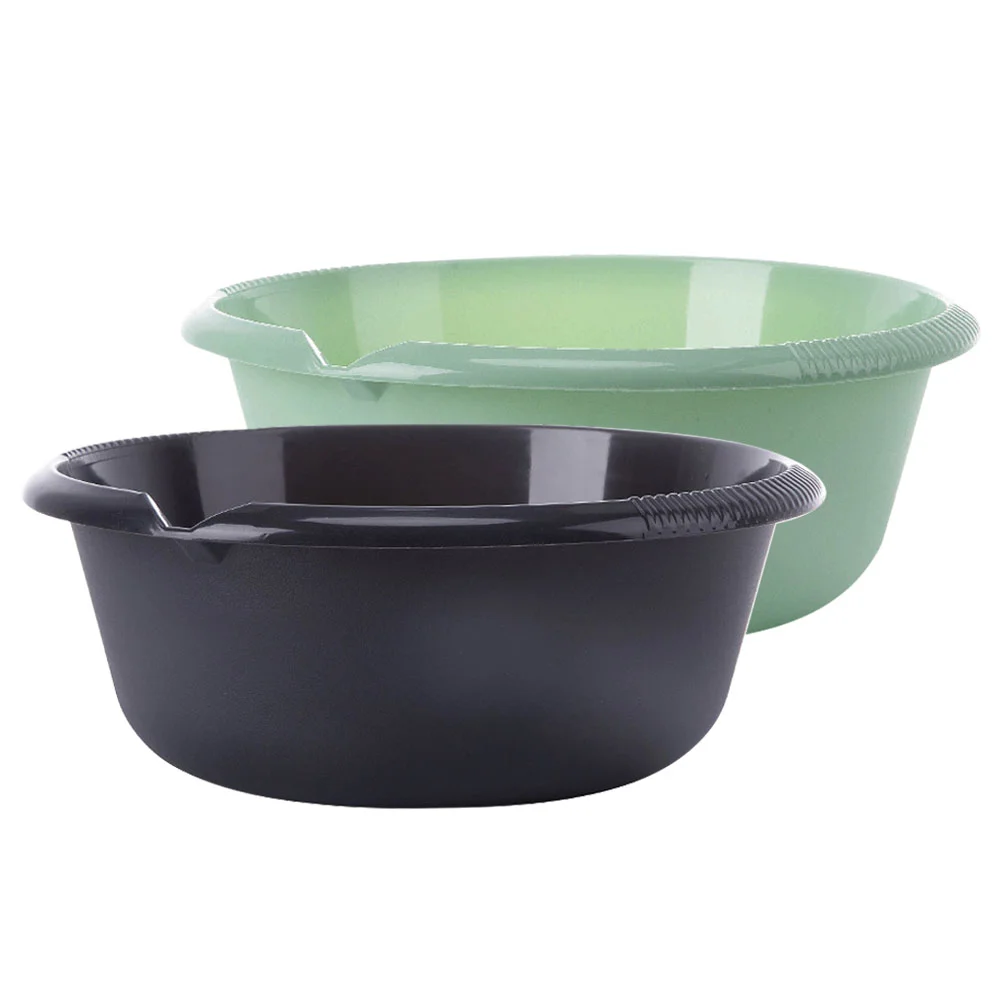

2 Pcs Plastic Wash Basin for Clothes Round Washing up Bowl Dish Face Cleaning Kitchen