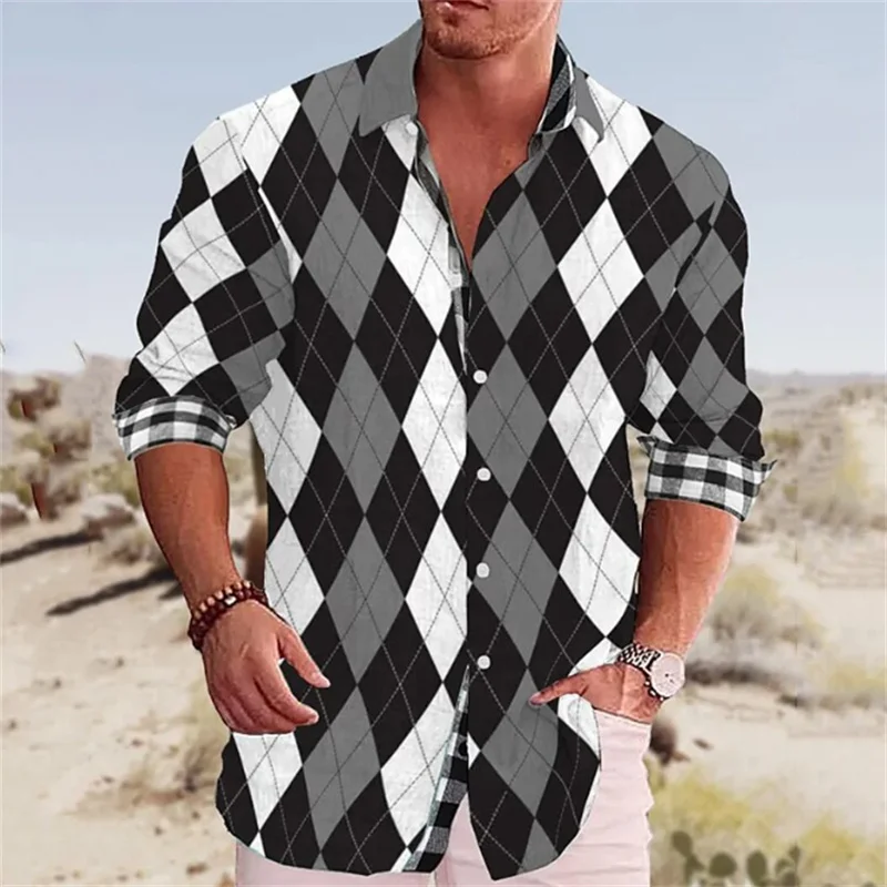 2024 Men's Shirt Pattern Shirt Fashion 3D Printing Multi color Outdoor Street Long Sleeve Comfortable Button Printed Clothing