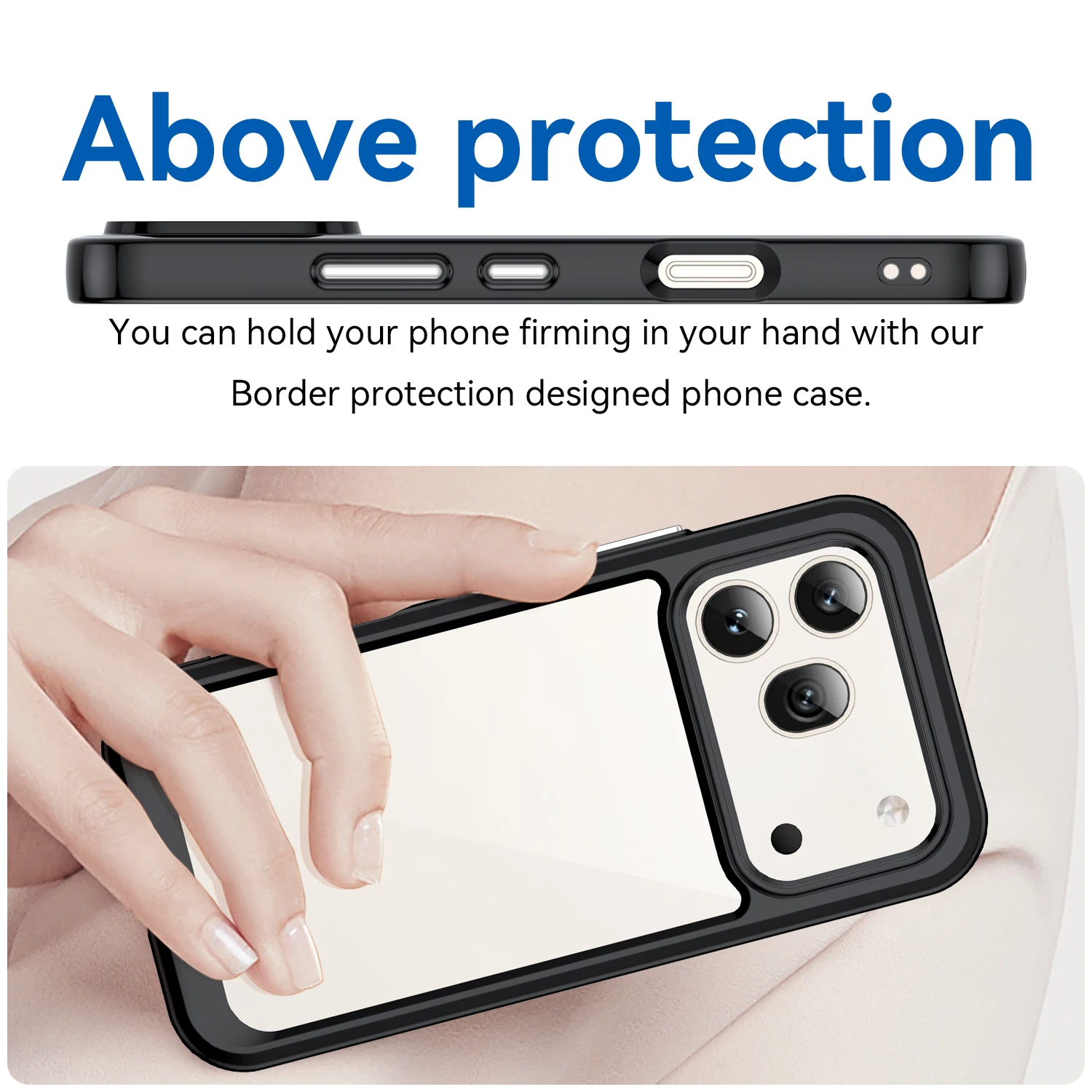 Transparent Hard PC Phone Case with Candy Color Frame & TPU Silicone Shockproof Bumper