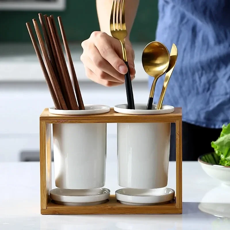 

Anti-mildew Chopstick Holder Chopstick Box Storage Rack Japanese-style Creative Ceramic Chopstick Holder Household Drain