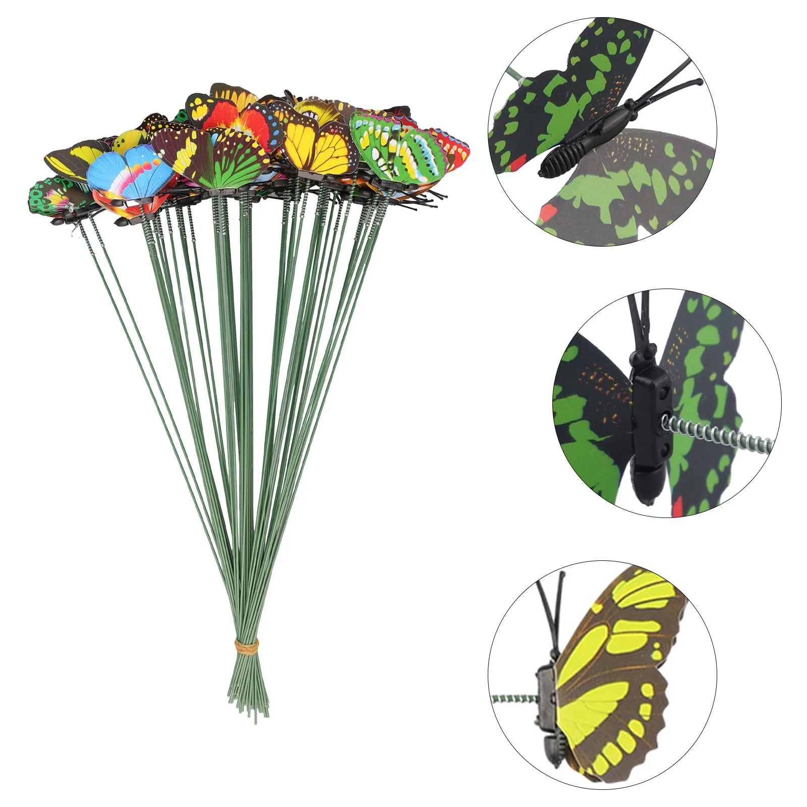 Ornament Crafts 50/10Pcs 3D Simulation Butterflies Garden Yard Planters Colorful Dragonfly Stakes Outdoor Butterfly Stakes Decor Flower Pots resin wedding buttons,dragonfly figurine