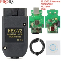 Latest VA-GCOM 23.11/22.10 Obd2 Scanner H-E-X/V-2/V-A-G COM 21.9 FOR VW AUDI Skoda Seat ATMEGA162 Multi-language VAG COM HEX V2