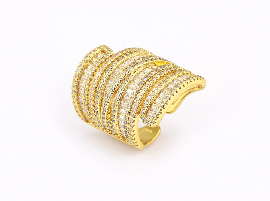 Nidin Hohe Qualität Pflastern Glänzenden Zirkon Multilayer Offene Ringe Einstellbar Für Frauen Mädchen Luxus Hochzeit Party Finger Schmuck Geschenke – Detail 7