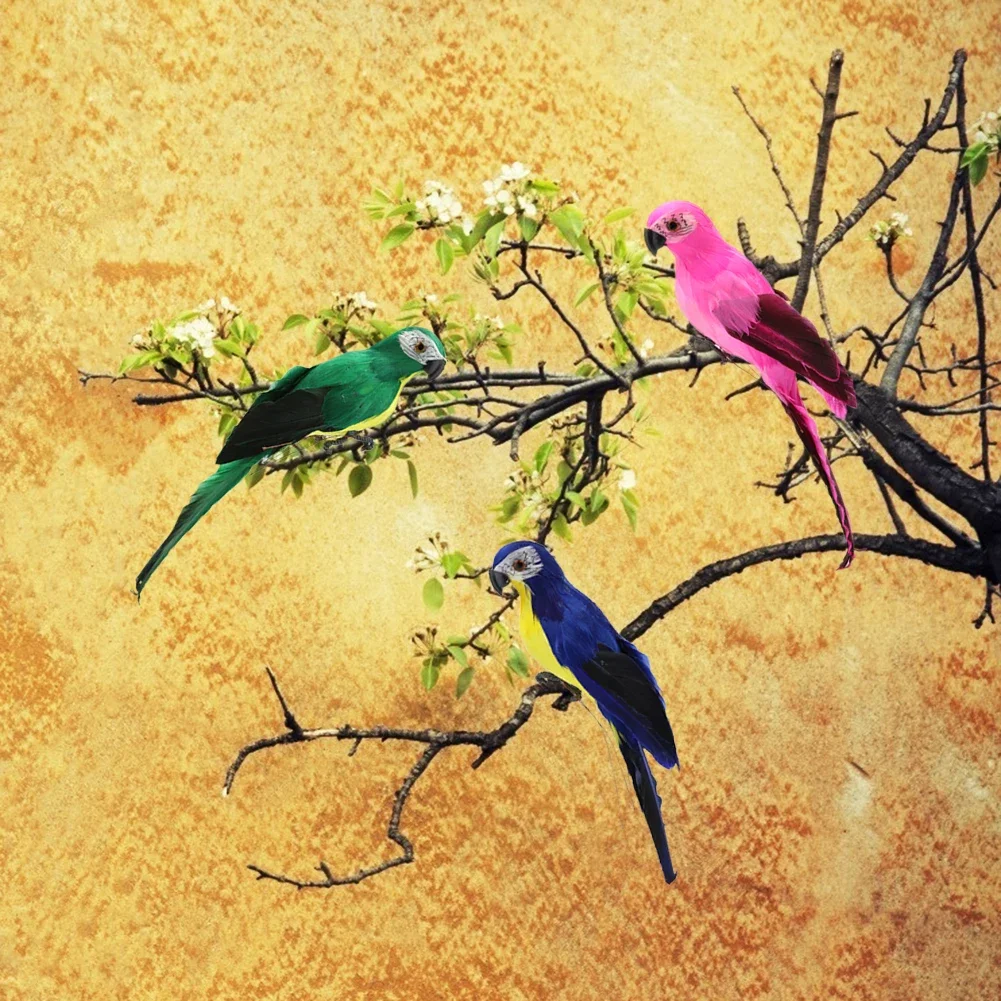 Handmade Foam Feather Parrot Figurine Home Garden Decoration 1PC