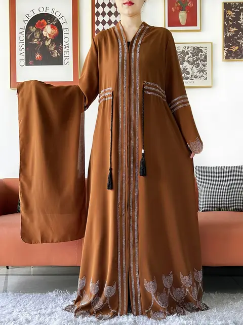 110503-564b7c.jpg Robe élégante en mousseline de soie pour femmes, tissu de haute qualité, ample, ouvert, Abaya avec fermeture éclair, vêtements musulmans et islamiques, Cardigan, offre spéciale, 2025