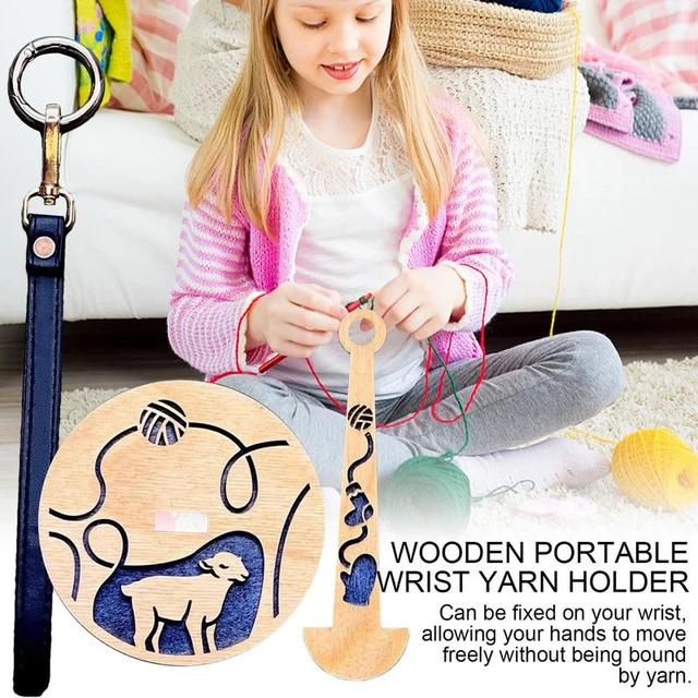 Wood Yarn Holder Portable Wooden Yarn Holder with Wrist Strap