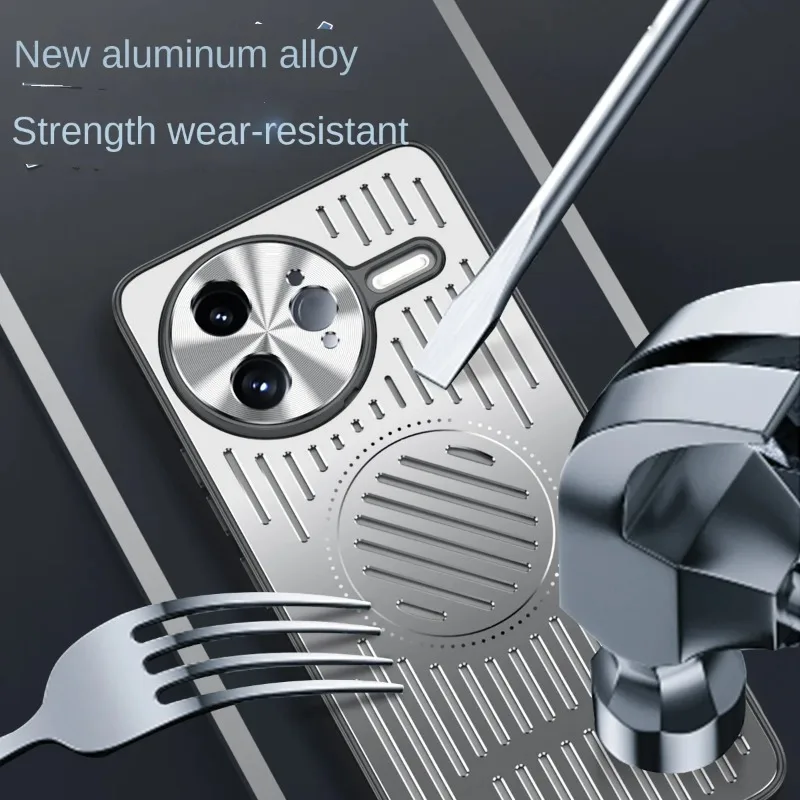 Aluminium Alloy Magnetic Shockproof Cooling Case with Heat Dissipation and Camera Protection