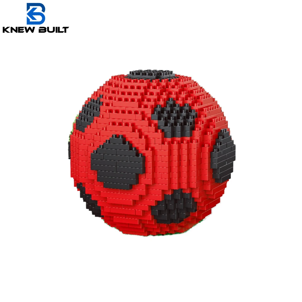 KNEW BUILT Einzigartiges rotes Fußballmodell Micro Mini Bausteinspielzeug – ein unverzichtbares Geschenk für Fußballbegeisterte, atemberaubendes Dekorstück