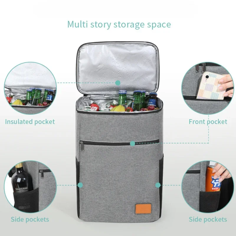 26L Outdoor Cooler Bag Thermal Backpack Insulated Picnic Lunch Bag Camping Food Drink Beer Ice Leakproof Travel Backpack