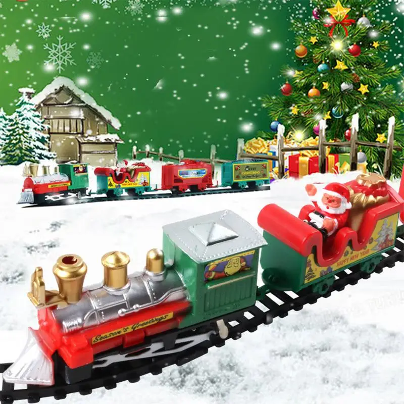 Electric Train Set Electric Christmas Train Set Exquisite Railway Track DIY Toys Xmas Track Puzzle Gift Toys For Kids Birthday Christmas Party Gift